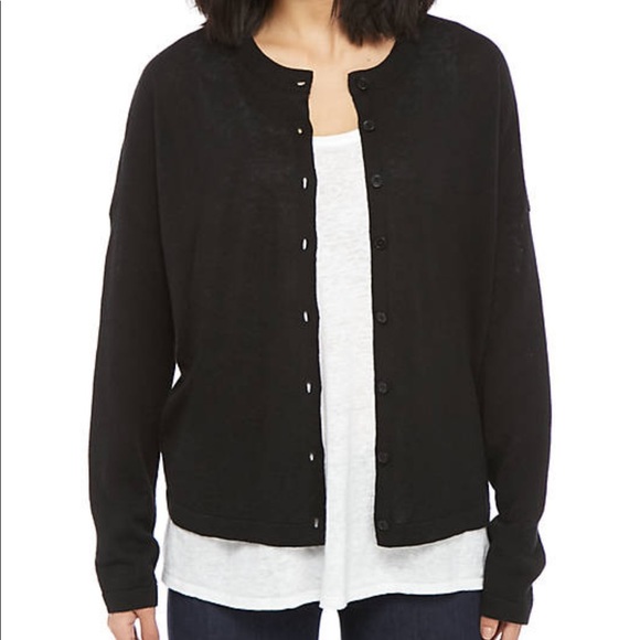 NWT Eileen fisher black round neck cardigan - Picture 1 of 1